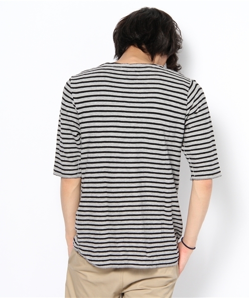 WEGO(ウィゴー)の「変形インレーボーダー5STee(Tシャツ/カットソー・メンズ・オフホワイト/杢グレー/ネイビー・MEDIUM/LARGE)」の5枚目の写真