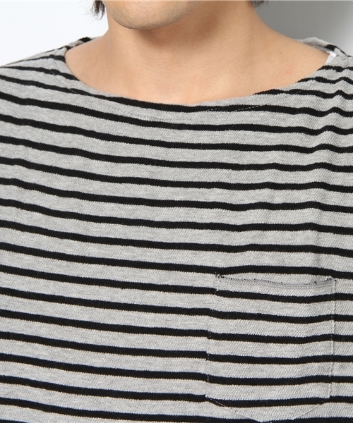 WEGO(ウィゴー)の「変形インレーボーダー5STee(Tシャツ/カットソー・メンズ・オフホワイト/杢グレー/ネイビー・MEDIUM/LARGE)」の6枚目の写真