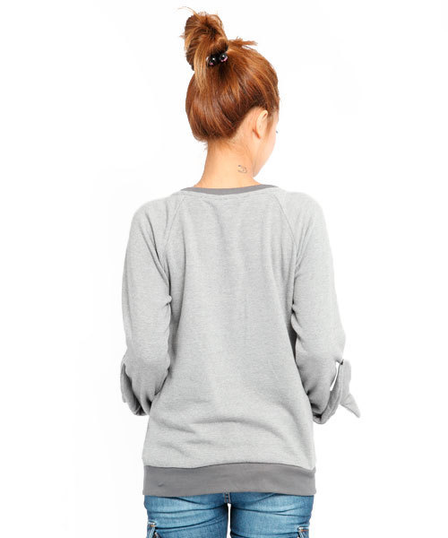 X-girl(エックスガール)の「WARMIE CREW NECK TOP(スウェット・レディース・ブラック/アッシュグレー/ピンク・1/2)」の5枚目の写真