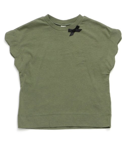 apres les cours（アプレレクール）の「スカラップ半袖Tシャツ（Tシャツ/カットソー・キッズ・その他/カーキ/オフホワイト/イエロー/グレー/ローズ・90/130/110/100/120/140/80）」の3枚目の写真