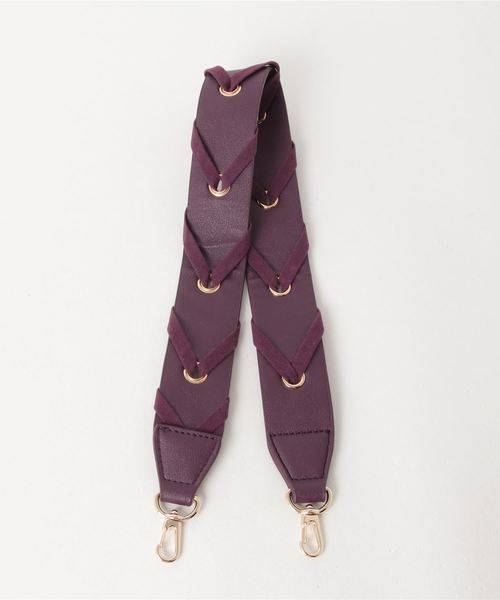 natural couture（ナチュラルクチュール）の「スエード編みベルト２ＷＡＹバッグ（ショルダーバッグ・レディース・ブラック/パープル/ライトベージュ・FREE）」の7枚目の写真