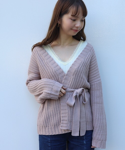 flower(フラワー)の「ダーリンカーディガン(カーディガン/ボレロ・レディース・ベージュ/イエロー・FREE)」の2枚目の写真