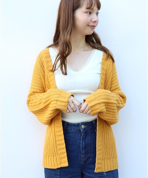 flower(フラワー)の「ダーリンカーディガン(カーディガン/ボレロ・レディース・ベージュ/イエロー・FREE)」の1枚目の写真
