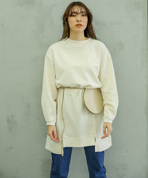 select MOCA | サーマルドッキングスウェットチュニックプルオーバー(サイドワッフルスウェット長袖プルオーバー)(スウェット)