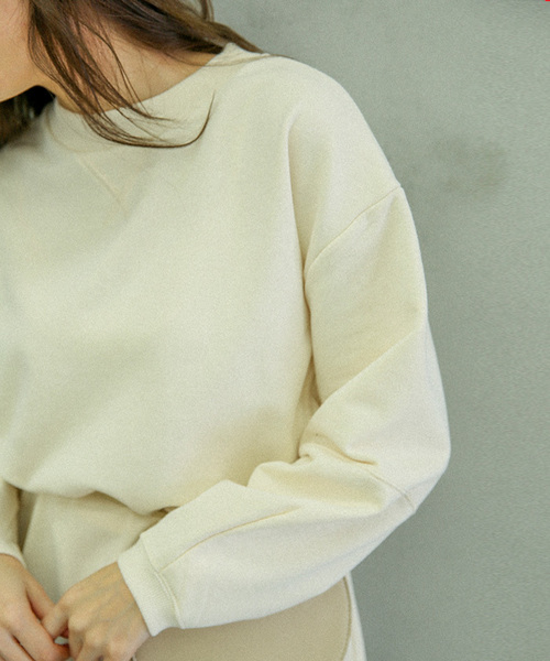 select MOCA（セレクトモカ）の「サーマルドッキングスウェットチュニックプルオーバー(サイドワッフルスウェット長袖プルオーバー)（スウェット・レディース・グレー/アイボリー/チャコール・FREE）」の9枚目の写真