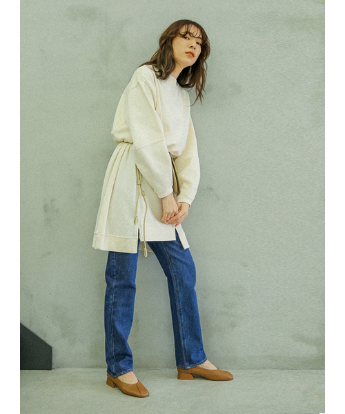 select MOCA（セレクトモカ）の「サーマルドッキングスウェットチュニックプルオーバー(サイドワッフルスウェット長袖プルオーバー)（スウェット・レディース・グレー/アイボリー/チャコール・FREE）」の10枚目の写真