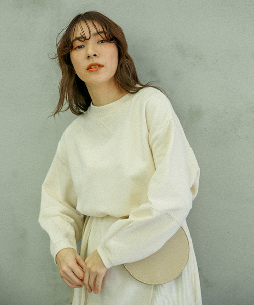 select MOCA（セレクトモカ）の「サーマルドッキングスウェットチュニックプルオーバー(サイドワッフルスウェット長袖プルオーバー)（スウェット・レディース・グレー/アイボリー/チャコール・FREE）」の11枚目の写真