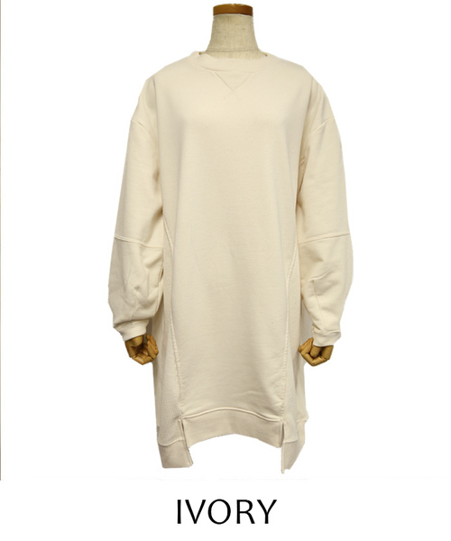 select MOCA（セレクトモカ）の「サーマルドッキングスウェットチュニックプルオーバー(サイドワッフルスウェット長袖プルオーバー)（スウェット・レディース・グレー/アイボリー/チャコール・FREE）」の22枚目の写真