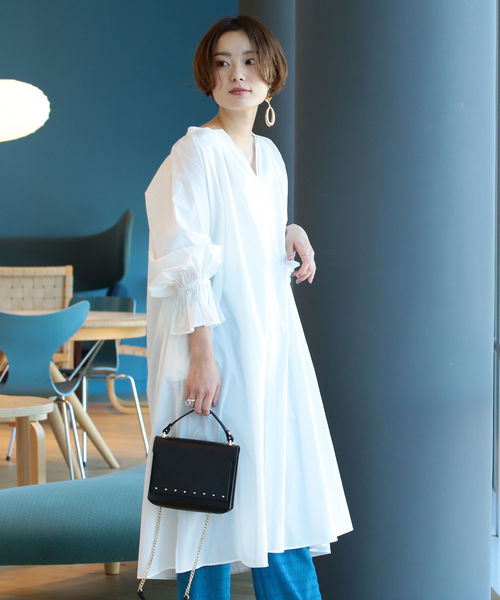 Ray BEAMS(レイビームス)の「Ray BEAMS / キャンディースリーブ ギャザー ワンピース(ワンピース・レディース・ホワイト/ブラック/ブラウン系その他5・ONE SIZE)」の16枚目の写真