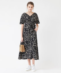 titivate | ﾌﾗﾜｰﾌﾟﾘﾝﾄ半袖Vﾈｯｸﾜﾝﾋﾟｰｽ(シャツワンピース)