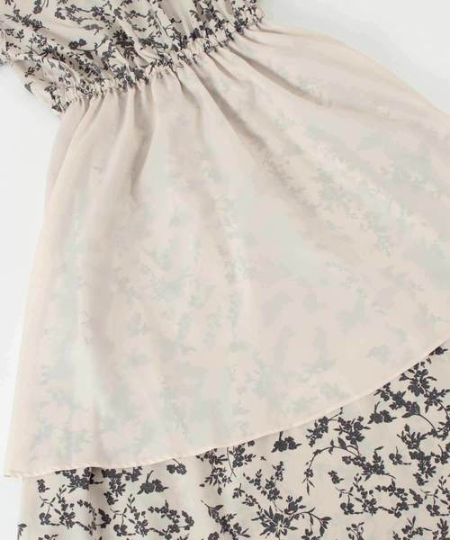 titivate（ティティベイト）の「フラワープリント半袖Vネックワンピース（シャツワンピース・レディース・ブラック/ライトベージュ・S/M/L）」の13枚目の写真