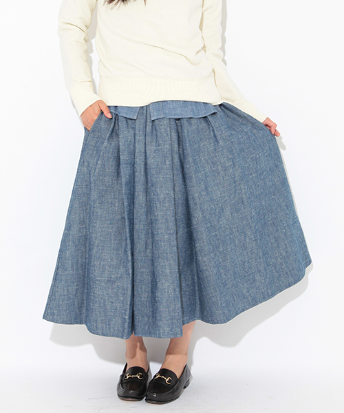 BEAMS BOY(ビームスボーイ)の「BEAMS BOY / シャンブレー サーキュラー スカート(スカート・レディース・ブラック/ブルー/その他1・ONE SIZE)」の2枚目の写真