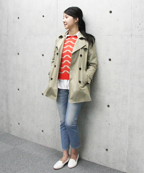 MELROSE claire（メルローズ クレール）の「【LEE4月号掲載】ハーフトレンチコート（トレンチコート・レディース・ベージュ/ミント/ネイビー/レッド・MEDIUM/LARGE）」の2枚目の写真