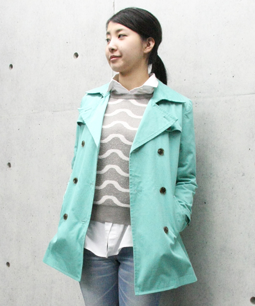 MELROSE claire（メルローズ クレール）の「【LEE4月号掲載】ハーフトレンチコート（トレンチコート・レディース・ベージュ/ミント/ネイビー/レッド・MEDIUM/LARGE）」の3枚目の写真