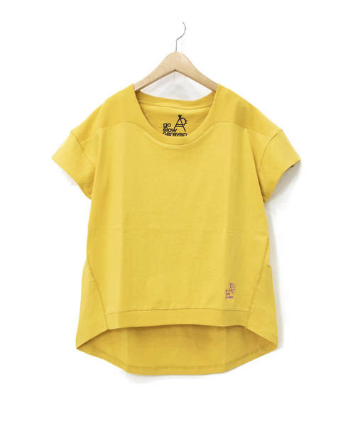 go slow caravan（ゴースローキャラバン）の「USAコットン天竺変形切替TEE（Tシャツ/カットソー・レディース・マスタード/ホワイト/グリーン・FREE）」の3枚目の写真