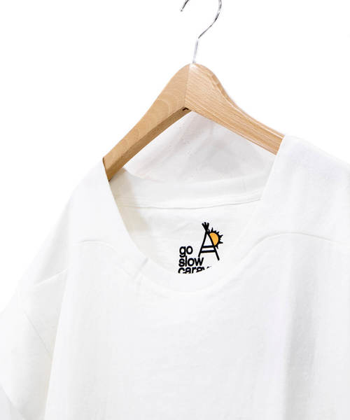 go slow caravan（ゴースローキャラバン）の「USAコットン天竺変形切替TEE（Tシャツ/カットソー・レディース・マスタード/ホワイト/グリーン・FREE）」の12枚目の写真