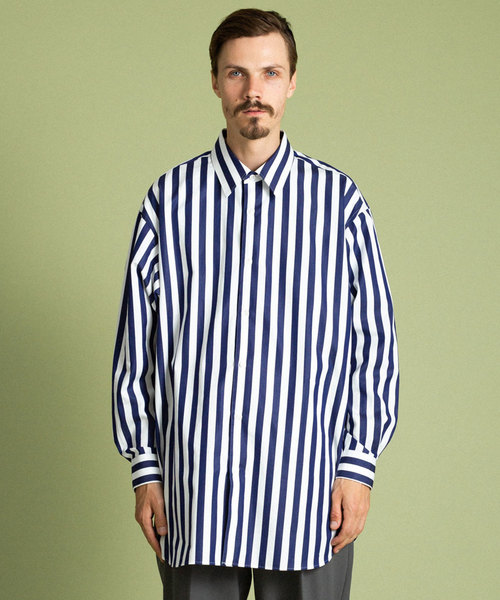 UNITED TOKYO（ユナイテッドトウキョウ）の「THOMAS MASONストライプオーバーシャツ（シャツ/ブラウス・メンズ・ネイビー/ブラック・1/2/3）」の3枚目の写真
