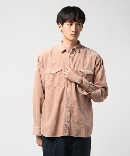 08sircus（ゼロエイトサーカス）の「【08sircus】Corduroy Vintage Dyed Overshirt（シャツ/ブラウス・メンズ・ブラック/ピンク・4/5）」の2枚目の写真