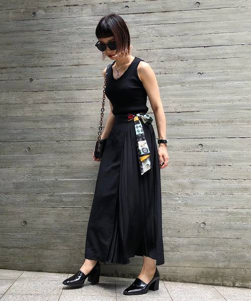 PAGEBOY（ページボーイ）の「スカーフサイドプリーツスカート（スカート・レディース・ライトグレー/ブラック/カーキ・FREE）」の6枚目の写真