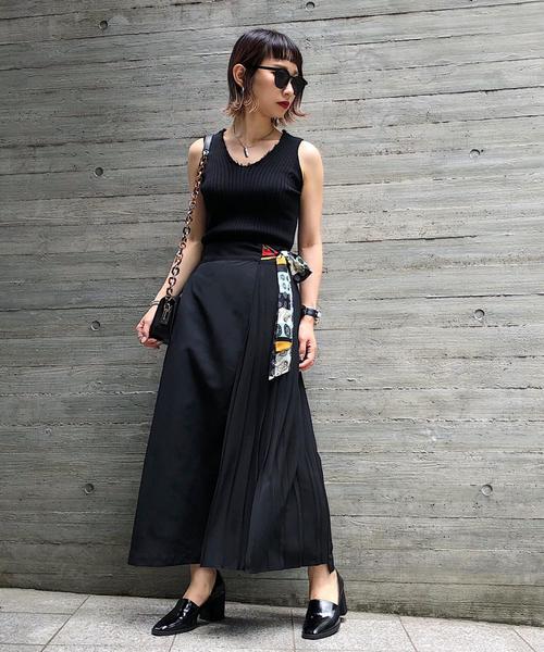 PAGEBOY（ページボーイ）の「スカーフサイドプリーツスカート（スカート・レディース・ライトグレー/ブラック/カーキ・FREE）」の7枚目の写真