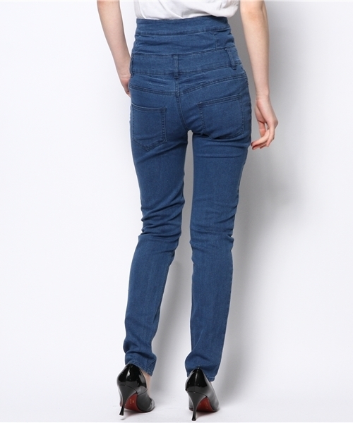 WEGO（ウィゴー）の「WEGO/デニムハイウエストスキニーパンツ（デニムパンツ・レディース・インディゴブルー/ライトインディゴブルー・MEDIUM/SMALL）」の3枚目の写真