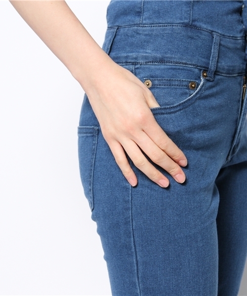 WEGO（ウィゴー）の「WEGO/デニムハイウエストスキニーパンツ（デニムパンツ・レディース・インディゴブルー/ライトインディゴブルー・MEDIUM/SMALL）」の8枚目の写真
