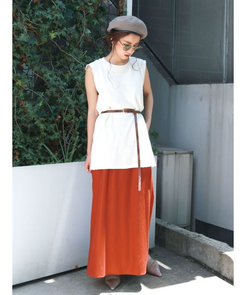Ungrid（アングリッド）の「ヴィンテージサテンフィットフレアスカート（スカート・レディース・オフホワイト/カーキ/ダークオレンジ・FREE）」の7枚目の写真