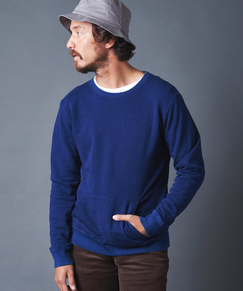 Magine(マージン)の「INDIGO URAKE KANGAROO PKT L/S(スウェット・メンズ・インディゴブルー/ダークインディゴブルー・44/46/48)」の1枚目の写真