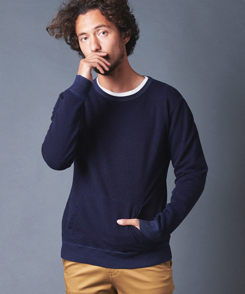 Magine(マージン)の「INDIGO URAKE KANGAROO PKT L/S(スウェット・メンズ・インディゴブルー/ダークインディゴブルー・44/46/48)」の2枚目の写真