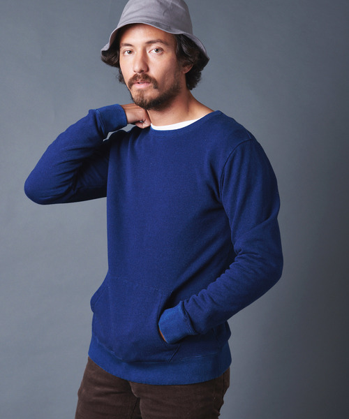 Magine(マージン)の「INDIGO URAKE KANGAROO PKT L/S(スウェット・メンズ・インディゴブルー/ダークインディゴブルー・44/46/48)」の3枚目の写真