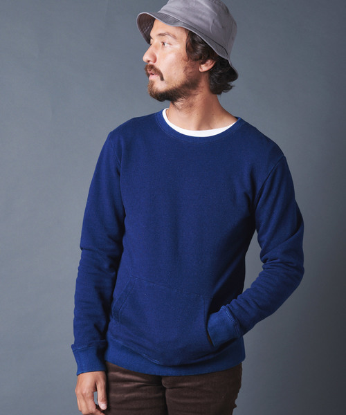 Magine(マージン)の「INDIGO URAKE KANGAROO PKT L/S(スウェット・メンズ・インディゴブルー/ダークインディゴブルー・44/46/48)」の4枚目の写真