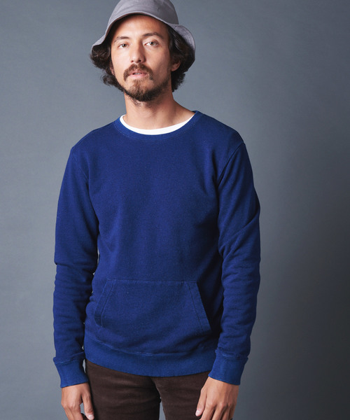 Magine(マージン)の「INDIGO URAKE KANGAROO PKT L/S(スウェット・メンズ・インディゴブルー/ダークインディゴブルー・44/46/48)」の5枚目の写真