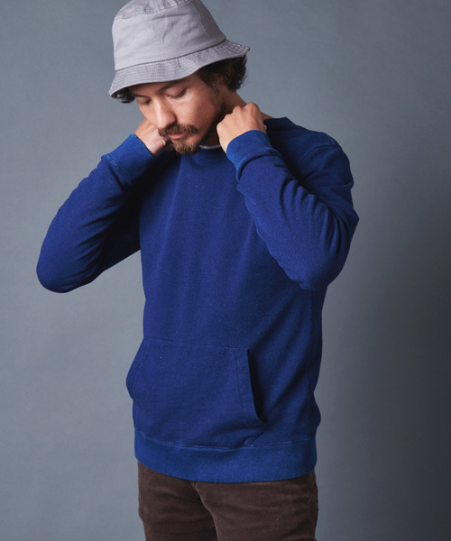 Magine(マージン)の「INDIGO URAKE KANGAROO PKT L/S(スウェット・メンズ・インディゴブルー/ダークインディゴブルー・44/46/48)」の6枚目の写真
