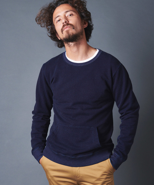 Magine(マージン)の「INDIGO URAKE KANGAROO PKT L/S(スウェット・メンズ・インディゴブルー/ダークインディゴブルー・44/46/48)」の8枚目の写真