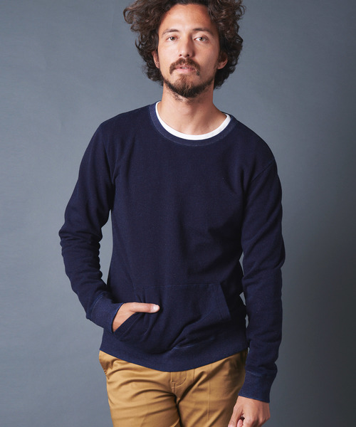 Magine(マージン)の「INDIGO URAKE KANGAROO PKT L/S(スウェット・メンズ・インディゴブルー/ダークインディゴブルー・44/46/48)」の9枚目の写真