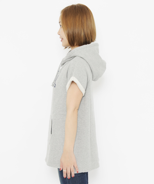 X-girl（エックスガール）の「LOGO SWEAT HOOD TUNIC（パーカー・レディース・アッシュグレー/イエロー/ネイビー・2/1）」の6枚目の写真