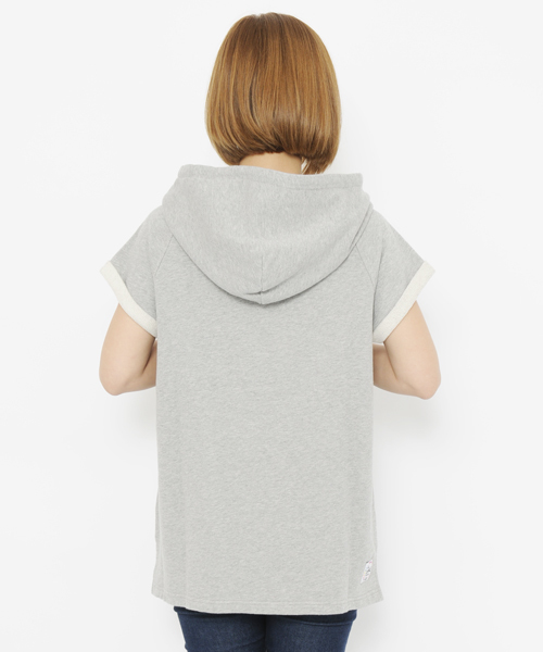 X-girl（エックスガール）の「LOGO SWEAT HOOD TUNIC（パーカー・レディース・アッシュグレー/イエロー/ネイビー・2/1）」の7枚目の写真