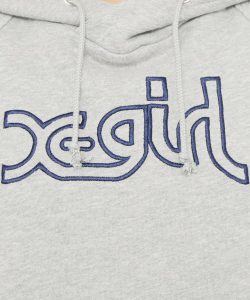 X-girl（エックスガール）の「LOGO SWEAT HOOD TUNIC（パーカー・レディース・アッシュグレー/イエロー/ネイビー・2/1）」の8枚目の写真