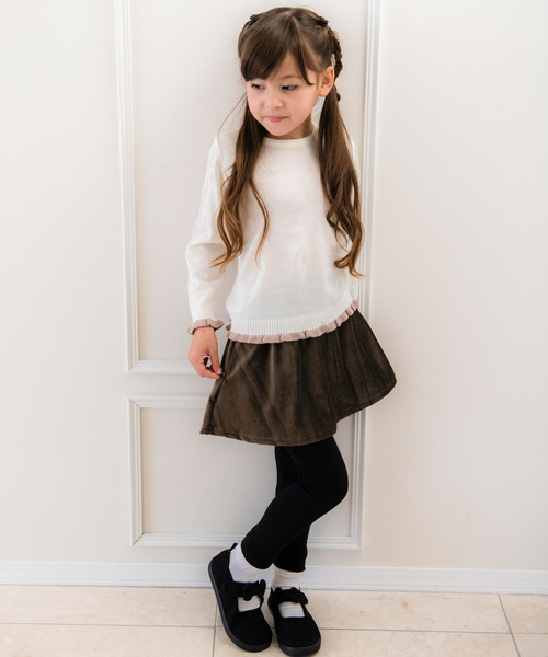 Catherine Cottage(キャサリンコテージ)の「コーデュロイスカート付きレギンス(スカート・キッズ・アイボリー/ピンク/ライラック/レッド/サンドベージュ/オリーブ/グレイッシュベージュ/ネイビー/ブラック/グレイッシュブルー・90/100/110/120/130/140/150/160)」の17枚目の写真