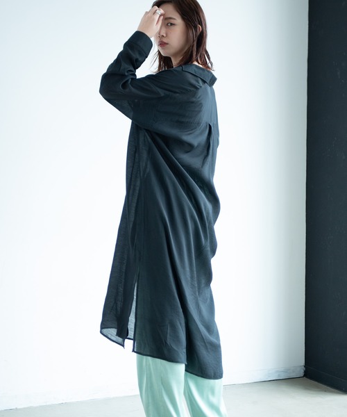 Aunt Marie's（アントマリーズ）の「AUNT MARIE'S シアーシャツワンピース（ワンピース・レディース・ブラック/ベージュ/ライトグリーン/ナチュラル・FREE）」の6枚目の写真