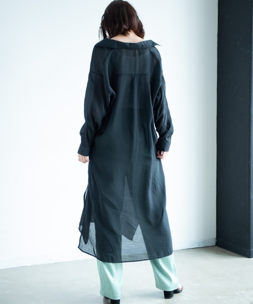 Aunt Marie's（アントマリーズ）の「AUNT MARIE'S シアーシャツワンピース（ワンピース・レディース・ブラック/ベージュ/ライトグリーン/ナチュラル・FREE）」の7枚目の写真