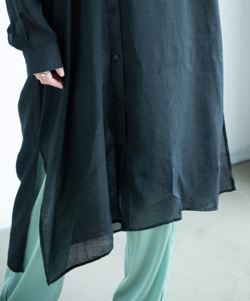 Aunt Marie's（アントマリーズ）の「AUNT MARIE'S シアーシャツワンピース（ワンピース・レディース・ブラック/ベージュ/ライトグリーン/ナチュラル・FREE）」の13枚目の写真