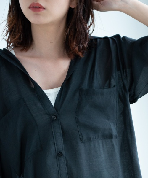 Aunt Marie's（アントマリーズ）の「AUNT MARIE'S シアーシャツワンピース（ワンピース・レディース・ブラック/ベージュ/ライトグリーン/ナチュラル・FREE）」の14枚目の写真