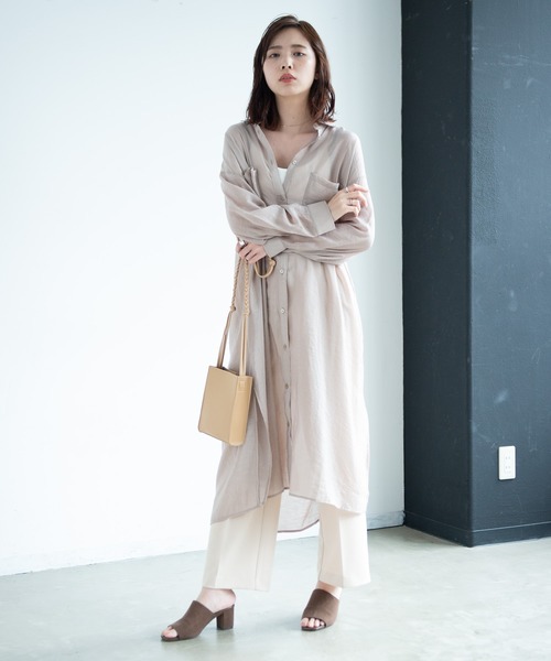 Aunt Marie's（アントマリーズ）の「AUNT MARIE'S シアーシャツワンピース（ワンピース・レディース・ブラック/ベージュ/ライトグリーン/ナチュラル・FREE）」の15枚目の写真