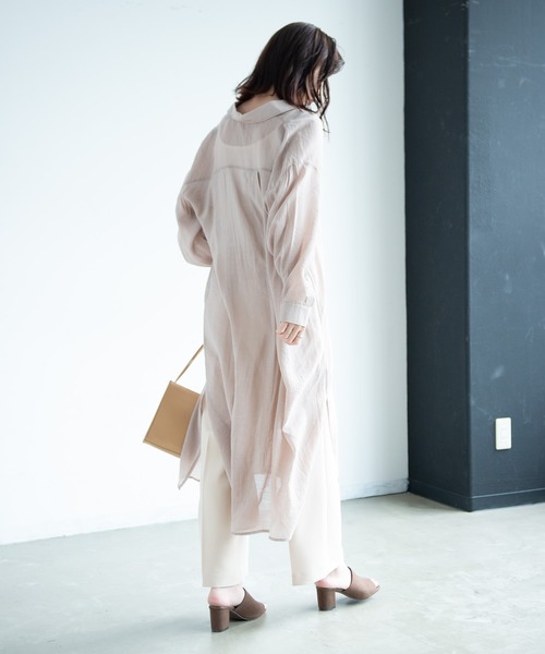 Aunt Marie's（アントマリーズ）の「AUNT MARIE'S シアーシャツワンピース（ワンピース・レディース・ブラック/ベージュ/ライトグリーン/ナチュラル・FREE）」の21枚目の写真