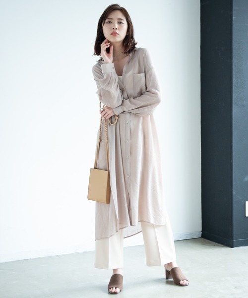 Aunt Marie's（アントマリーズ）の「AUNT MARIE'S シアーシャツワンピース（ワンピース・レディース・ブラック/ベージュ/ライトグリーン/ナチュラル・FREE）」の22枚目の写真