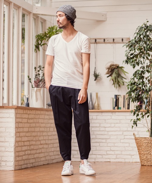 CAMBIO(カンビオ)の「mt6376-カットオフVネックカットソー(Tシャツ/カットソー・メンズ・ホワイト/ブラック/ベージュ/ブルー・S/M/L)」の9枚目の写真