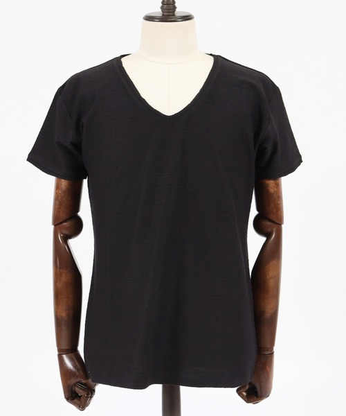 CAMBIO(カンビオ)の「mt6376-カットオフVネックカットソー(Tシャツ/カットソー・メンズ・ホワイト/ブラック/ベージュ/ブルー・S/M/L)」の15枚目の写真