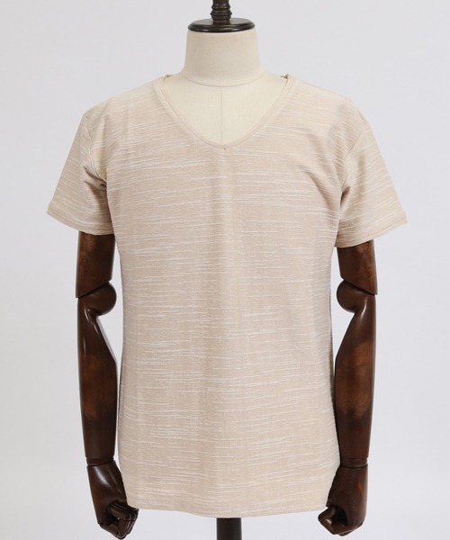 CAMBIO(カンビオ)の「mt6376-カットオフVネックカットソー(Tシャツ/カットソー・メンズ・ホワイト/ブラック/ベージュ/ブルー・S/M/L)」の19枚目の写真
