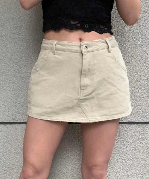 ENVYM(アンビー)の「カラーデニムFSK(スカート・レディース・ブラウン/グレー/ピンク/アイボリー・S/M)」の1枚目の写真